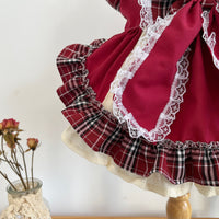 HKM-167763 Plaid Lace Princess Dress with Matching Pet Bow - Polyester, Multiple Sizes