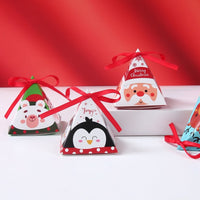 HKM-167891 Christmas Triangle Candy Box Set with Ribbons - Festive Gift Packaging for Parties and Weddings