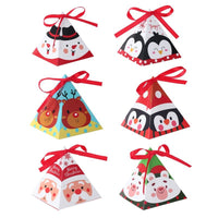 HKM-167891 Christmas Triangle Candy Box Set with Ribbons - Festive Gift Packaging for Parties and Weddings