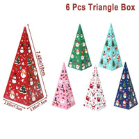 HKM-167891 Christmas Triangle Candy Box Set with Ribbons - Festive Gift Packaging for Parties and Weddings