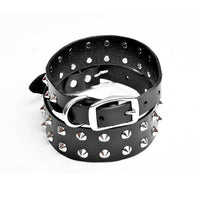 HKM-167955 Cowhide Diamond Point Anti-Bite Pet Collar with Alloy Buckle - Available in Black & Red-Brown