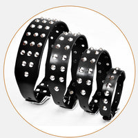 HKM-167955 Cowhide Diamond Point Anti-Bite Pet Collar with Alloy Buckle - Available in Black & Red-Brown