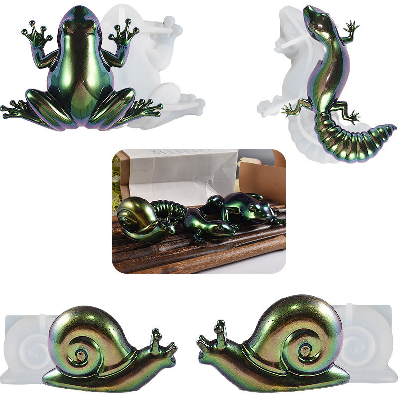 HKM-168019 Easter-Themed Silicone Molds for Small Animal Ornaments – Frog, Lizard, and Snail
