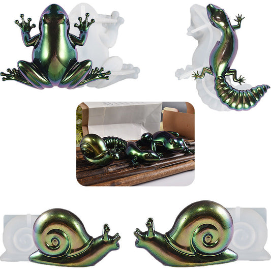 HKM-168019 Easter-Themed Silicone Molds for Small Animal Ornaments – Frog, Lizard, and Snail