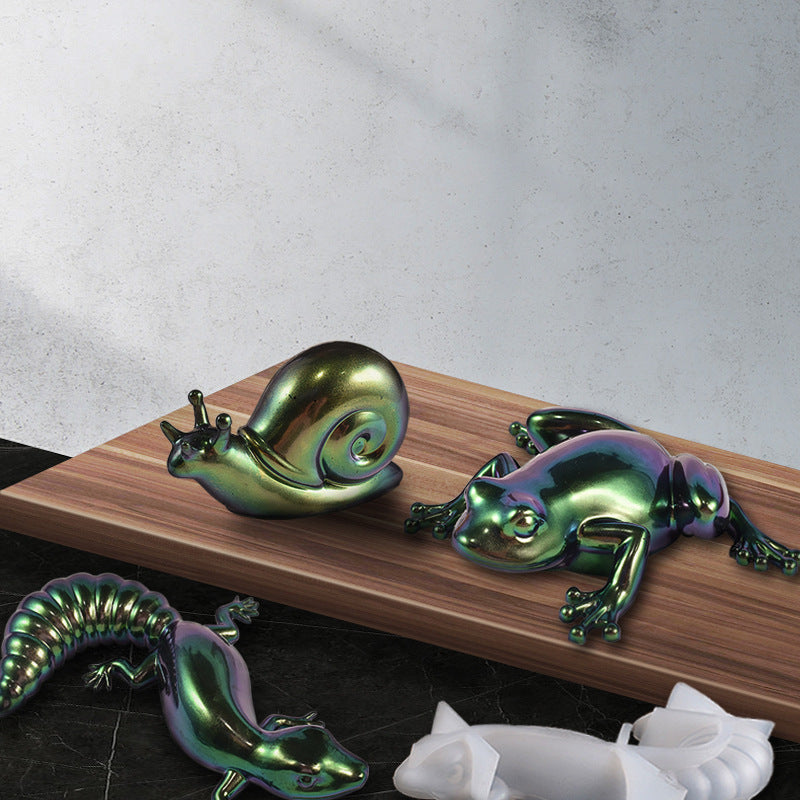 HKM-168019 Easter-Themed Silicone Molds for Small Animal Ornaments – Frog, Lizard, and Snail