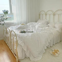HKM-168083 Korean Style Cute Four-Piece Bedding Set with Decorative Lace and Soft Brushed Fabric