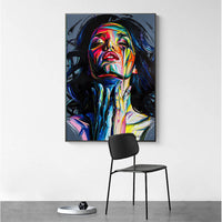 HKM-168083 Smokey Girl Oil Painting - Black Personal Portrait on Non-Woven Material