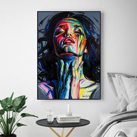 HKM-168083 Smokey Girl Oil Painting - Black Personal Portrait on Non-Woven Material