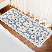 HKM-168147 Modern Square Polyester Fiber Floor Mat with Plants and Flowers Design for Living Room and Bathroom