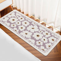 HKM-168147 Modern Square Polyester Fiber Floor Mat with Plants and Flowers Design for Living Room and Bathroom