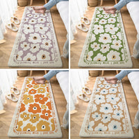HKM-168147 Modern Square Polyester Fiber Floor Mat with Plants and Flowers Design for Living Room and Bathroom