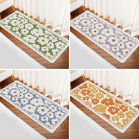 HKM-168147 Modern Square Polyester Fiber Floor Mat with Plants and Flowers Design for Living Room and Bathroom
