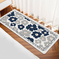 HKM-168147 Modern Square Polyester Fiber Floor Mat with Plants and Flowers Design for Living Room and Bathroom