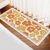HKM-168147 Modern Square Polyester Fiber Floor Mat with Plants and Flowers Design for Living Room and Bathroom