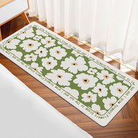 HKM-168147 Modern Square Polyester Fiber Floor Mat with Plants and Flowers Design for Living Room and Bathroom