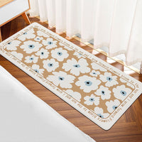HKM-168147 Modern Square Polyester Fiber Floor Mat with Plants and Flowers Design for Living Room and Bathroom