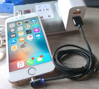 HKM-168275 Magnetic Data Cable with Elbow Design for Apple and Android Devices - Type-C and Micro USB Compatibility