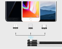 HKM-168275 Magnetic Data Cable with Elbow Design for Apple and Android Devices - Type-C and Micro USB Compatibility