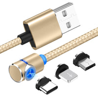 HKM-168275 Magnetic Data Cable with Elbow Design for Apple and Android Devices - Type-C and Micro USB Compatibility