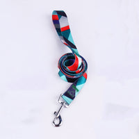 HKM-168275 Pink and Blue Pet Leash and Collar Set with Chest Harness - Three-Piece Collection
