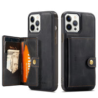 HKM-168339 Magnetic-Absorbing Card Case for iPhone - Retro Split Design Protective Flip Wallet