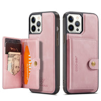 HKM-168339 Magnetic-Absorbing Card Case for iPhone - Retro Split Design Protective Flip Wallet