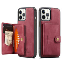 HKM-168339 Magnetic-Absorbing Card Case for iPhone - Retro Split Design Protective Flip Wallet