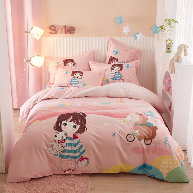 HKM-168403 Cotton Cartoon Four-Piece Bedding Set for Boys and Girls