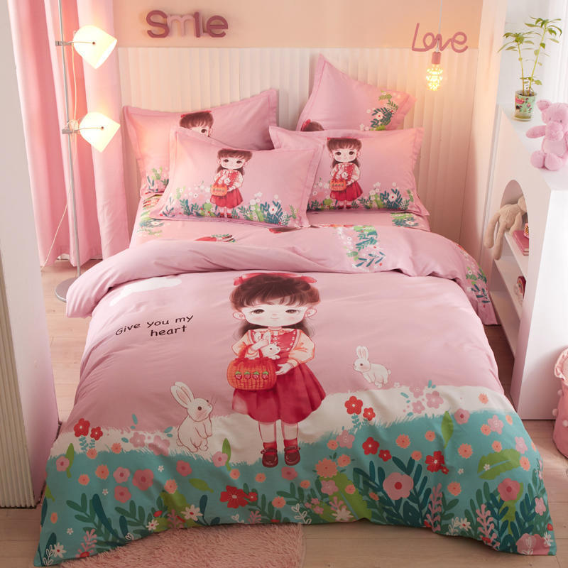 HKM-168403 Cotton Cartoon Four-Piece Bedding Set for Boys and Girls