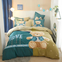 HKM-168403 Cotton Cartoon Four-Piece Bedding Set for Boys and Girls