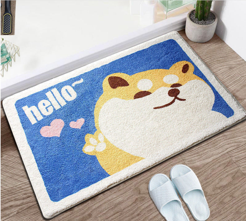 HKM-168467 Cartoon Floor Mats for Home and Bedroom – Modern Polyester Fiber with Machine Washable Design