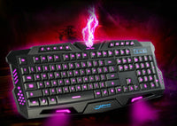 HKM-168595 Tri-Color Backlit Mechanical Gaming Keyboard with Fast Response and Multimedia Functions