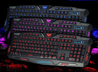 HKM-168595 Tri-Color Backlit Mechanical Gaming Keyboard with Fast Response and Multimedia Functions