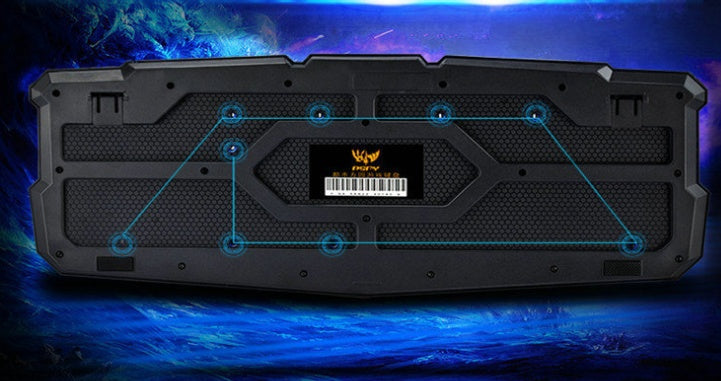 HKM-168595 Tri-Color Backlit Mechanical Gaming Keyboard with Fast Response and Multimedia Functions