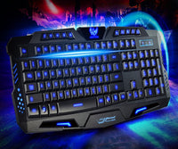 HKM-168595 Tri-Color Backlit Mechanical Gaming Keyboard with Fast Response and Multimedia Functions
