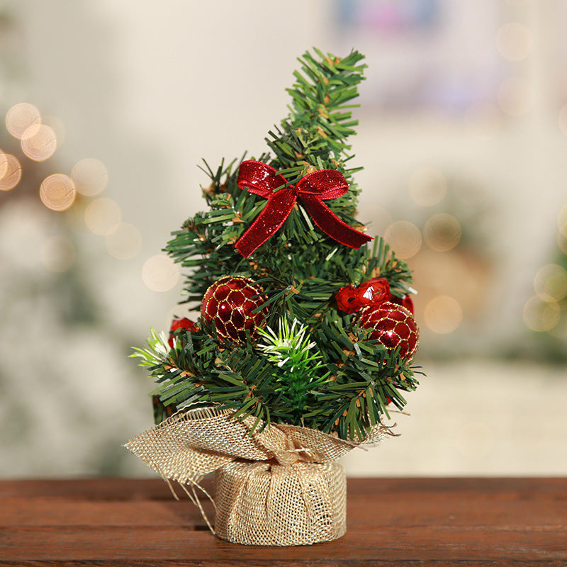 HKM-168851 Mini Christmas Tree Desktop Decoration - 20 cm PVC and Fabric Design in Various Colors