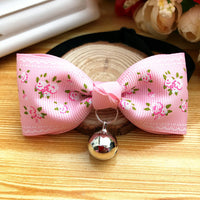 HKM-168915 Pet Bell Bow Tie Collar for Dogs and Cats, Polyester Material, Neck Size XS to S