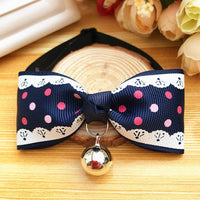 HKM-168915 Pet Bell Bow Tie Collar for Dogs and Cats, Polyester Material, Neck Size XS to S