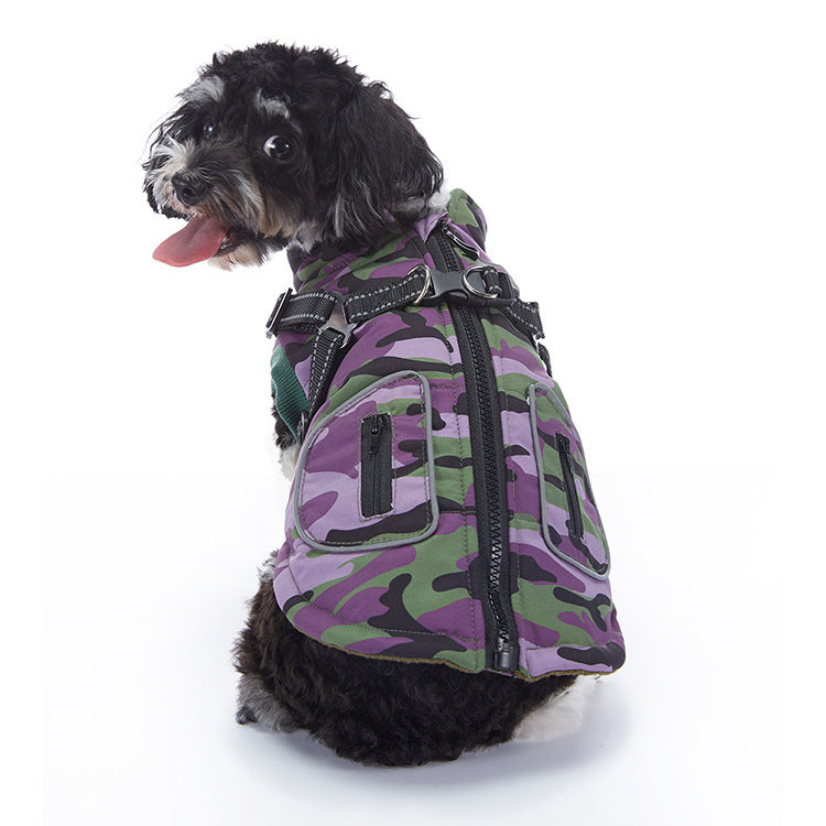 HKM-168915 Winter Cashmere Pet Jacket in Various Camouflage and Solid Colors - Sizes S to XXL