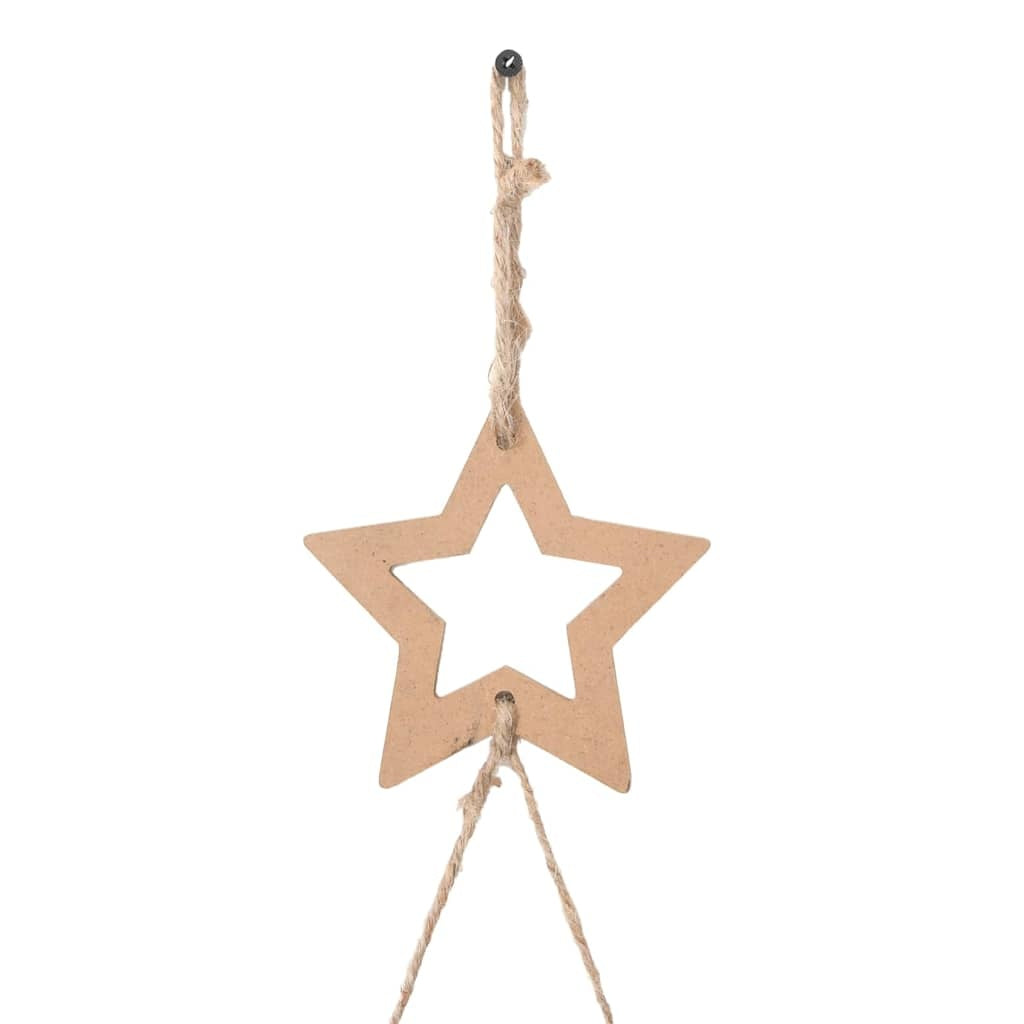HKM-169043 Rustic Hanging Christmas Trees with Lace Stars - 2 Natural Wood Branch Decoratives
