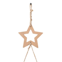 HKM-169043 Rustic Hanging Christmas Trees with Lace Stars - 2 Natural Wood Branch Decoratives