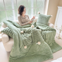 HKM-169235 Thick Warm Milk Fiber Quilt Nap Blanket – Cozy Seasonal Comfort in Multiple Colors and Patterns