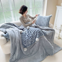 HKM-169235 Thick Warm Milk Fiber Quilt Nap Blanket – Cozy Seasonal Comfort in Multiple Colors and Patterns