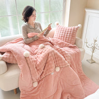 HKM-169235 Thick Warm Milk Fiber Quilt Nap Blanket – Cozy Seasonal Comfort in Multiple Colors and Patterns
