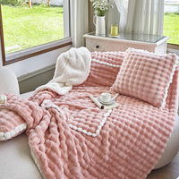 HKM-169235 Thick Warm Milk Fiber Quilt Nap Blanket – Cozy Seasonal Comfort in Multiple Colors and Patterns