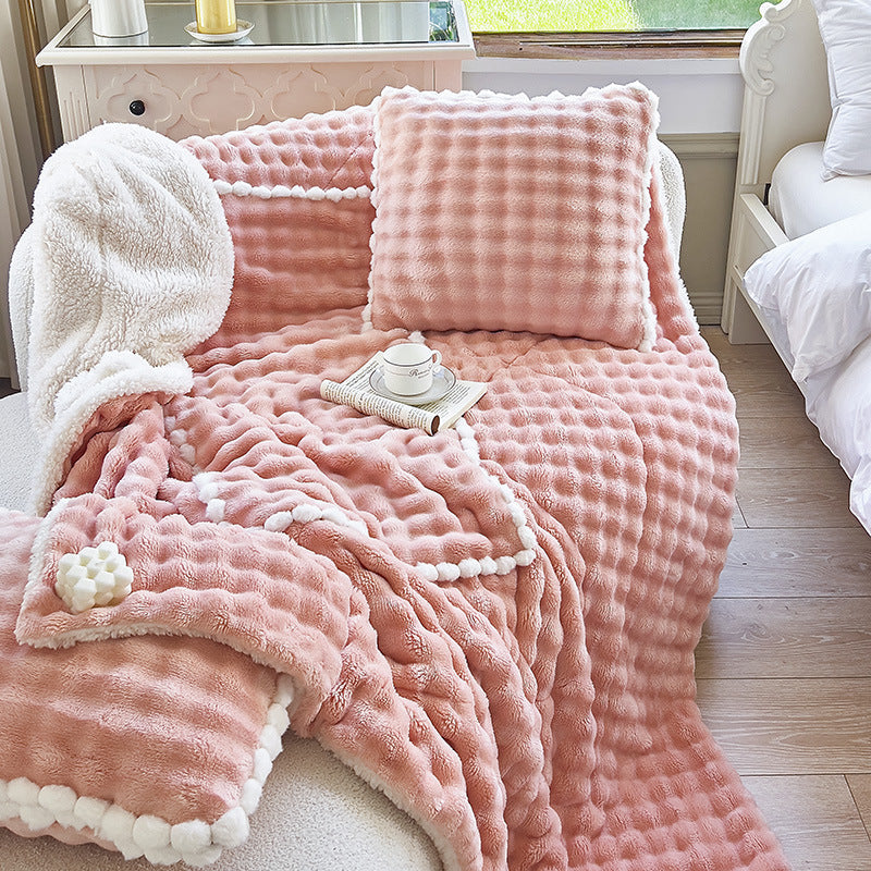 HKM-169235 Thick Warm Milk Fiber Quilt Nap Blanket – Cozy Seasonal Comfort in Multiple Colors and Patterns