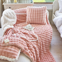 HKM-169235 Thick Warm Milk Fiber Quilt Nap Blanket – Cozy Seasonal Comfort in Multiple Colors and Patterns
