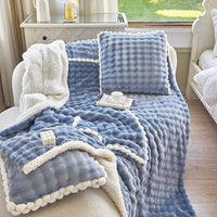 HKM-169235 Thick Warm Milk Fiber Quilt Nap Blanket – Cozy Seasonal Comfort in Multiple Colors and Patterns