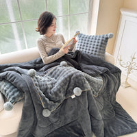 HKM-169235 Thick Warm Milk Fiber Quilt Nap Blanket – Cozy Seasonal Comfort in Multiple Colors and Patterns
