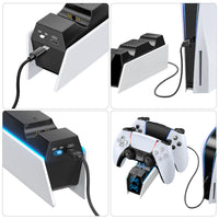HKM-169427 Wireless Charger for PS5 Controller with RGB LED Indicator - White